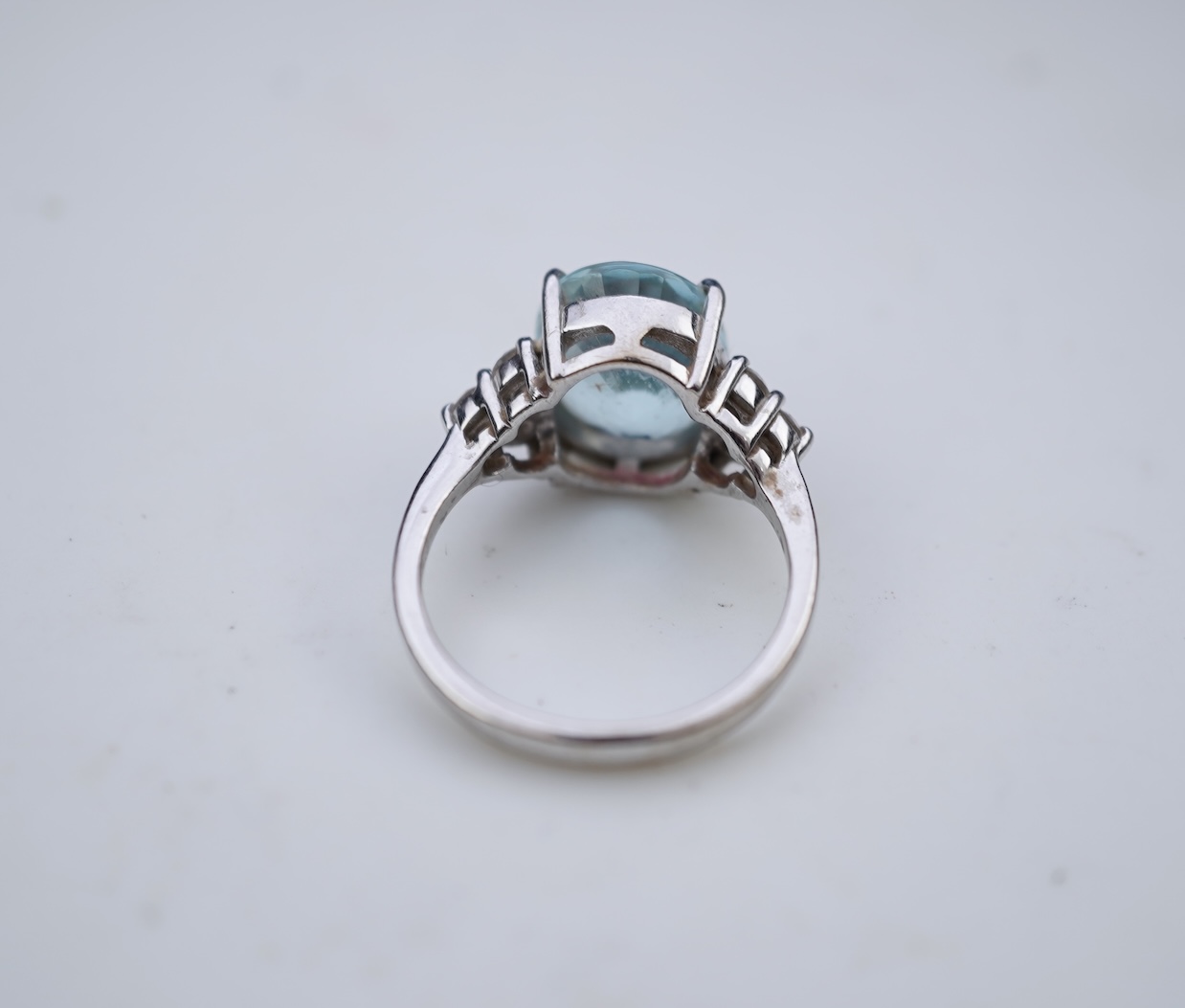 An aquamarine and diamond ring
